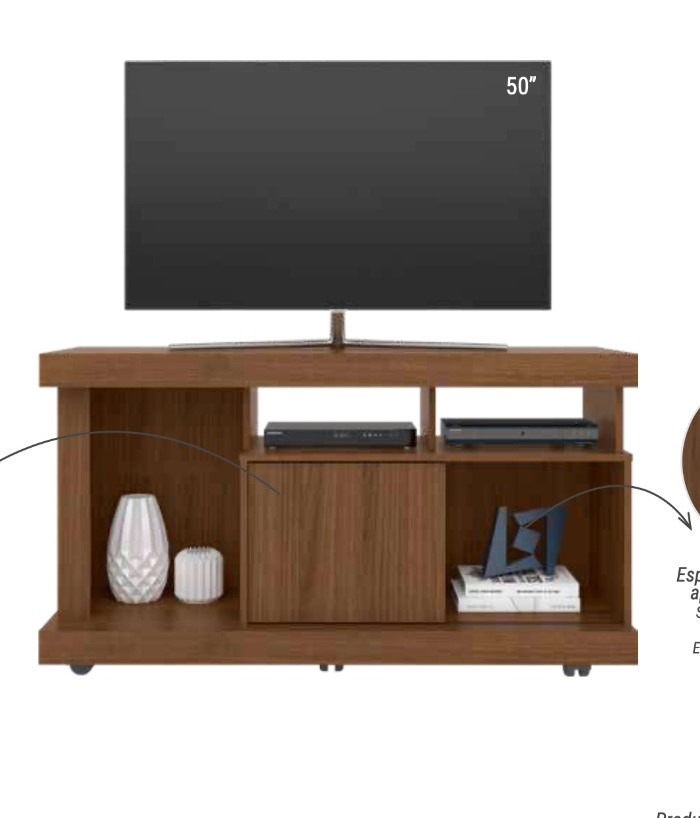 Rack | TV 50" | Walnut | Quartzo