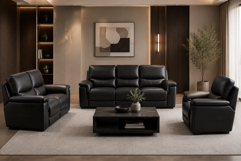Sofa Set 3+2+1 | Half Leather | Milano 046