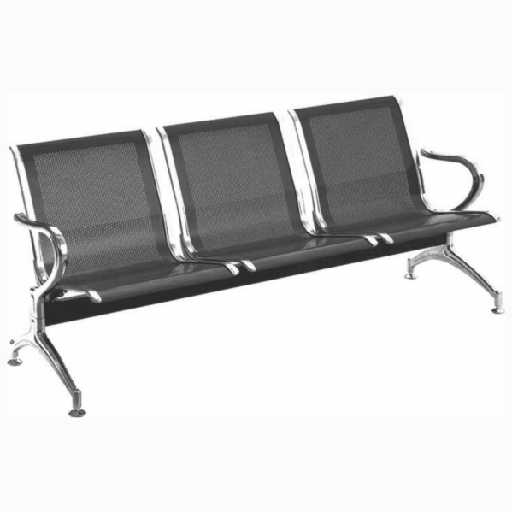 [GY1LC08] Black/Chrome Public Seating | 3 Seater