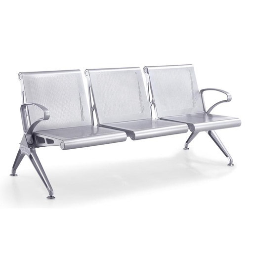 [GY1LC02] Public Seating | 3 Seater | Steel | Silver | GY-A8301