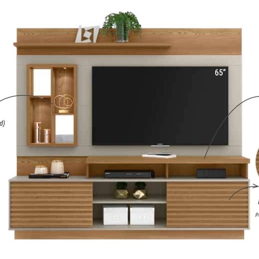 [LBZ2LTU03] Home Theater | TV 55" | Hazelnut/Black | Eldorado