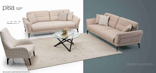 [EL2LRS77] Sofa Set 3+3+1 | Beige | P5-03/Dsn-88 | Pisa